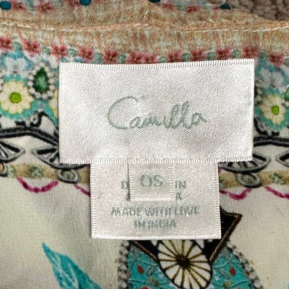 ❌SOLD❌ $849 Camilla 100% silk Retro’s Rainbow Long Sheer Overlay Dress coverup - Picture 6 of 16